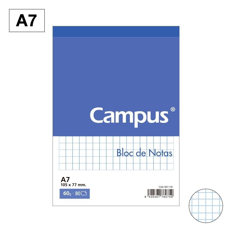 Campus Bloc Notas A7 Microperforado Cuadrícula 4mm 80 Hojas 60g
