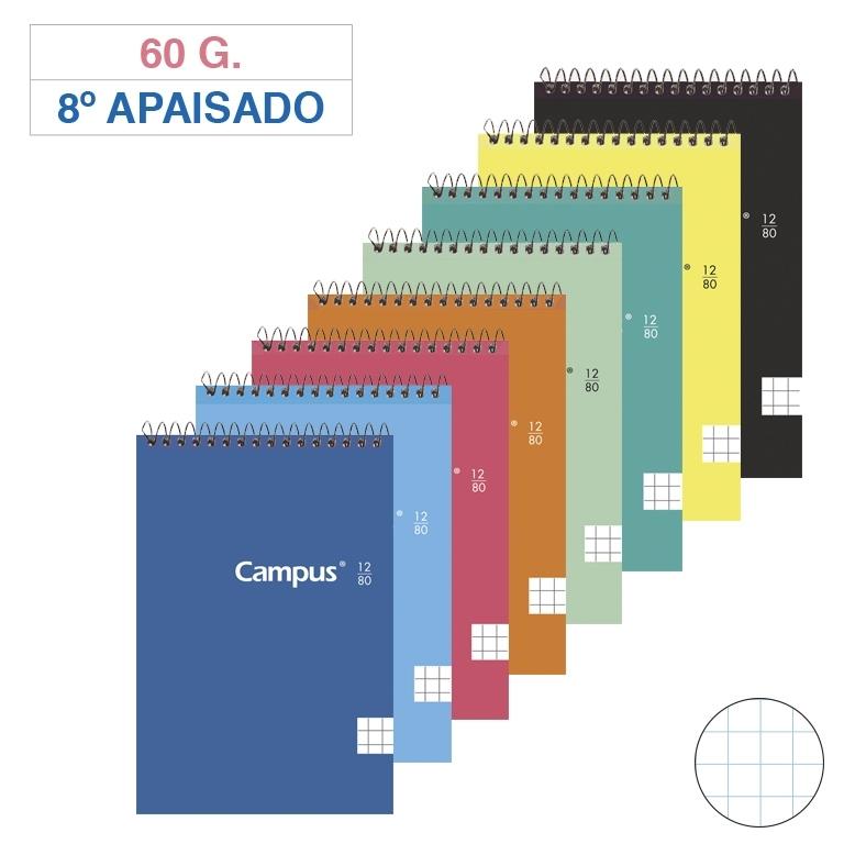Campus Bloc Espiral 8º Apaisado Cuadrícula 4mm Tapa Básica 80 Hojas 60g