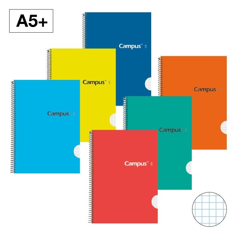 Campus Libreta Espiral A5+ Cuadrícula 4mm Tapa Dura 80 Hojas 70g