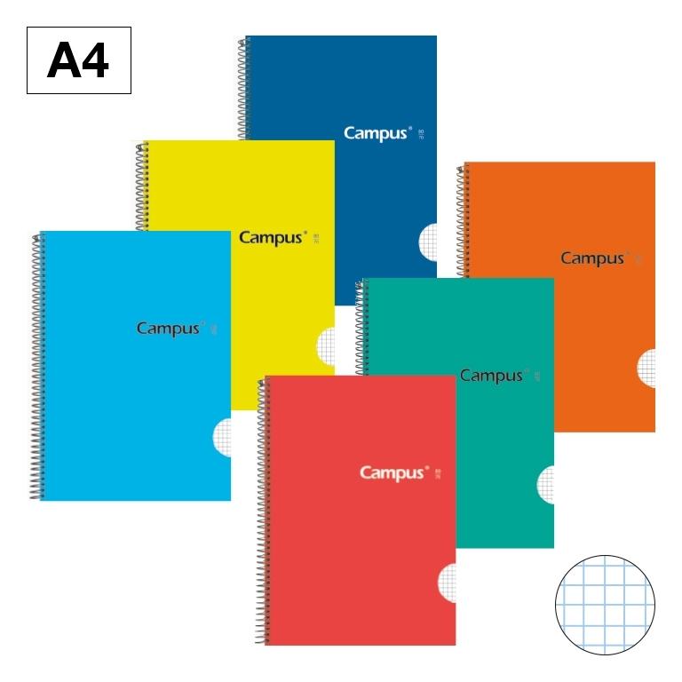 Campus Libreta Espiral A4 Cuadrícula 4mm Tapa Dura 80 Hojas 70g