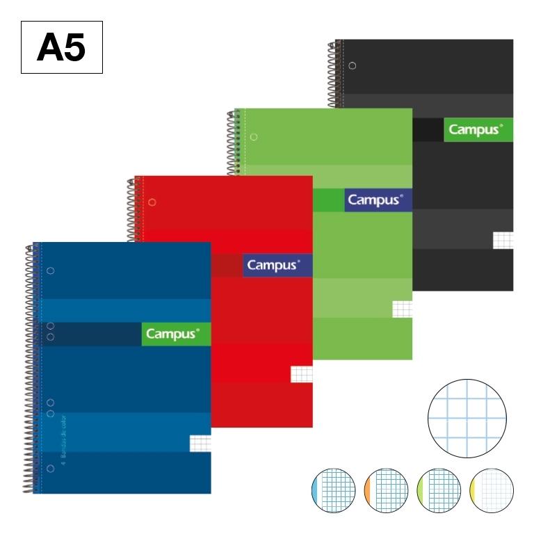 Campus Libreta Espiral A5 Cuadrícula 5mm Tapa Extradura 160 Hojas 70g