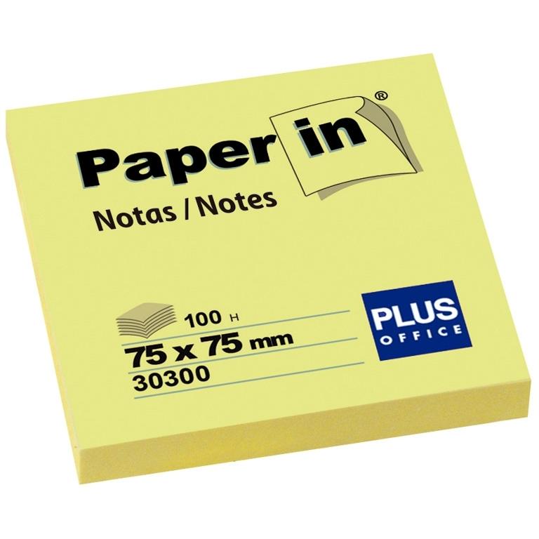 Plus Office Paper In Notas Adhesivas 75x75 mm 100 Hojas Amarillo