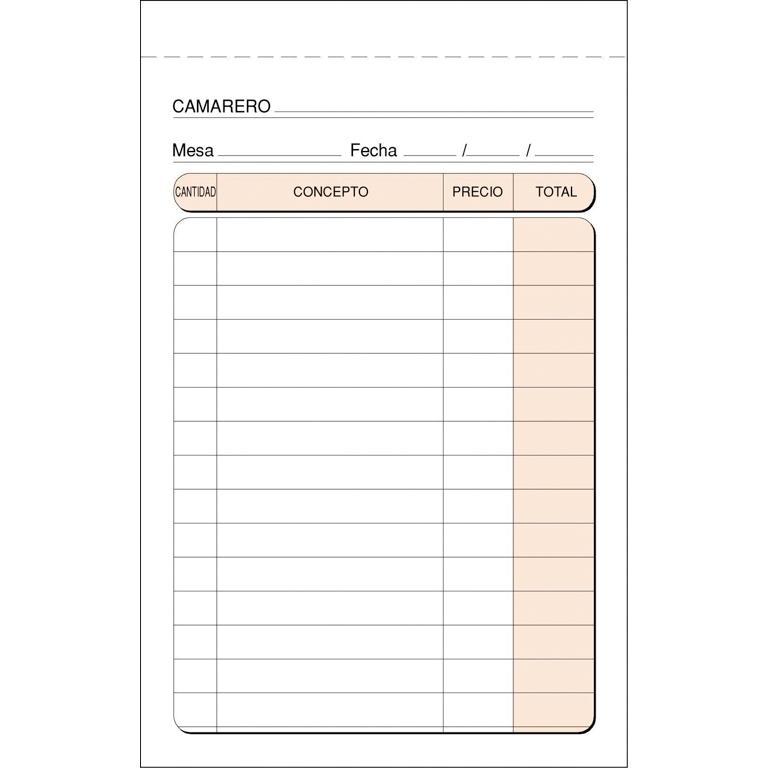 Plus Office Talonario Camareros Duplicado 88x135 mm 50 Juegos