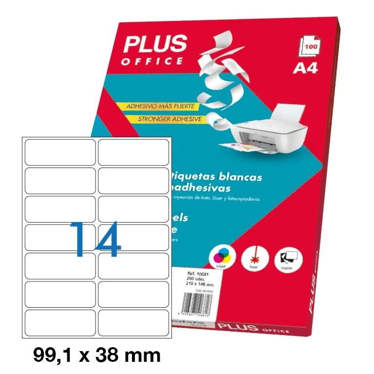 Plus Office Etiquetas Adhesivas 99,1x38,1mm (14) (100 hojas)