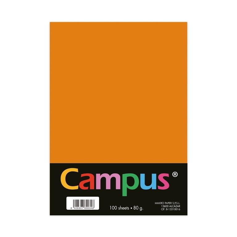 Campus Papel A4 80g Naranja 100 Hojas