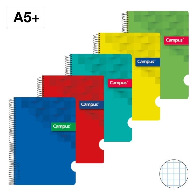 Campus Libreta Espiral A5+ Cuadrícula 4mm Tapa Plástico 80 Hojas 90g