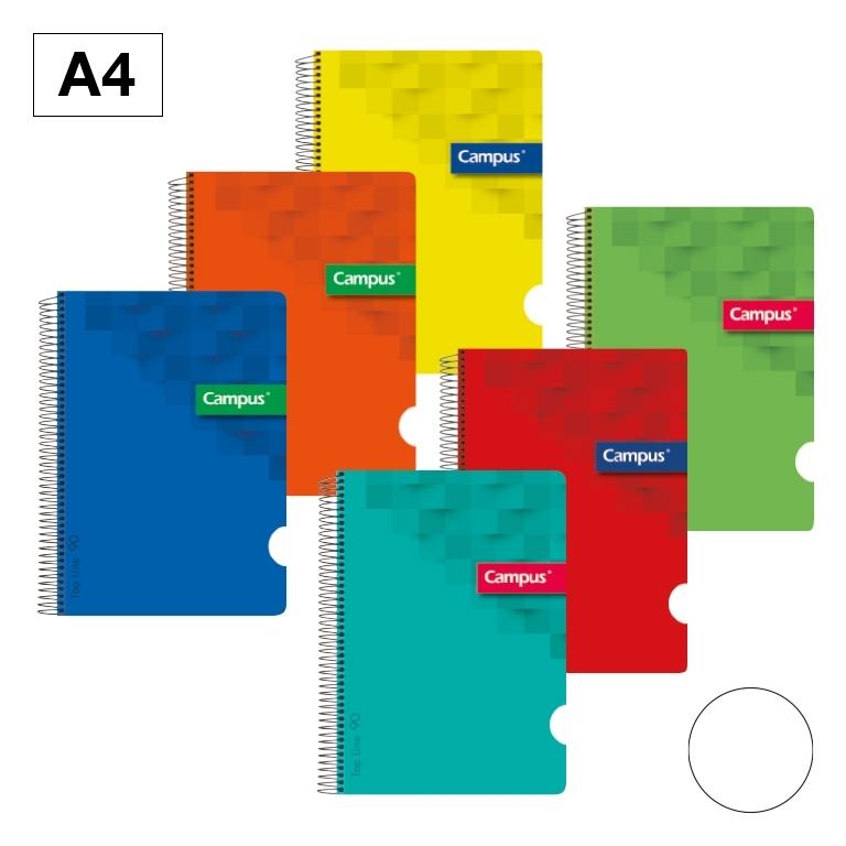 Campus Libreta Espiral A4 Liso Tapa Plástico 80 Hojas 90g