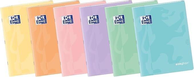 Oxford Libreta Grapada A5 Cuadrícula 4mm Tapa Blanda 48 Hojas 90g Colores Pastel