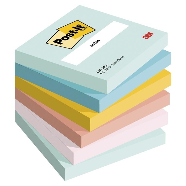 3M Post-It Beachside Notas Adhesivas 76x76 mm, Pack 6 Blocs, 100 Hojas/Bloc