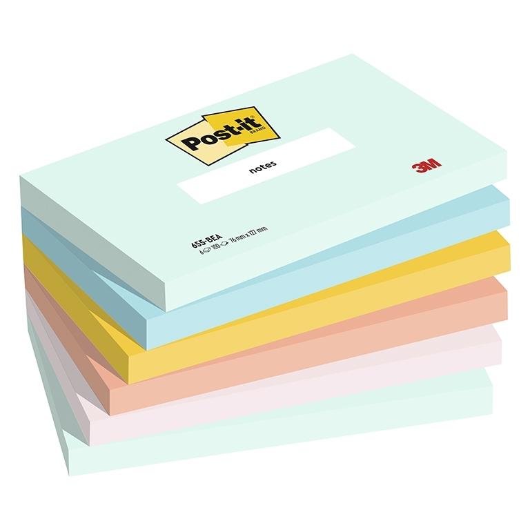 3M Post-It Beachside Notas Adhesivas 76x127 mm, Pack 5 Blocs, 90 Hojas/Bloc