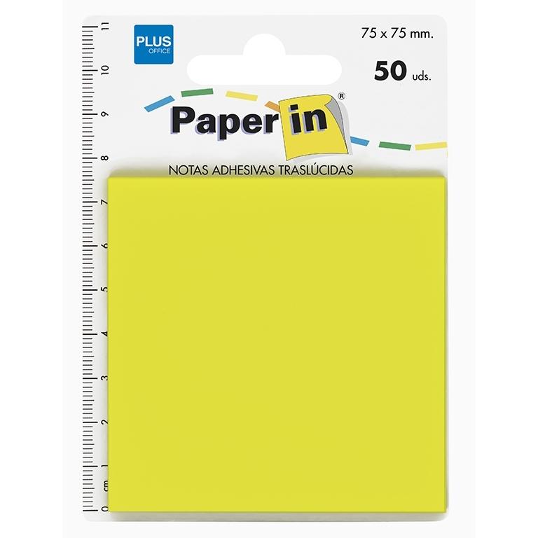 Plus Office Paper In Notas Adhesivas Traslucidas 75X75 Amarillo 50 Hojas