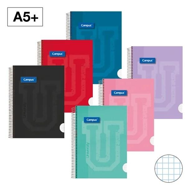 Campus Libreta Espiral A5+ Cuadrícula 4mm Tapa Extradura 80 Hojas 90g