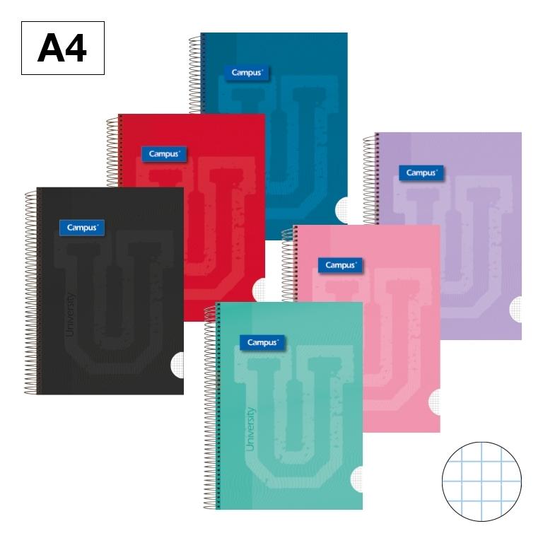 Campus Libreta Espiral A4 Cuadrícula 5mm Tapa Extradura 80 Hojas 90g