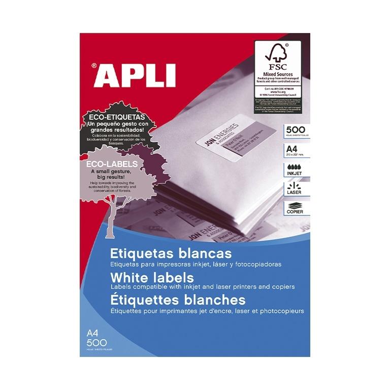 Apli Etiquetas Adhesivas Permanentes 210x148mm (500 hojas)