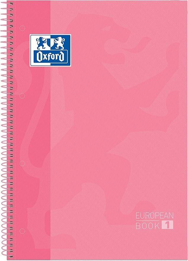 Oxford Libreta Espiral A4 Cuadrícula 5mm Tapa Extradura 80 Hojas 90g Rosa chicle