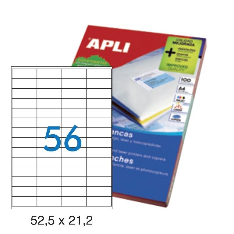 Apli Etiquetas Adhesivas Permanentes 52,5x21,2mm (100 hojas)