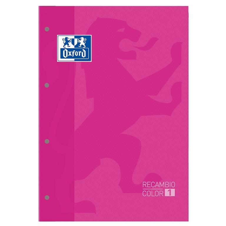 Oxford Bloc Recambio Hojas A4 Cuadrícula 5mm 4 Taladros 80 Hojas 90g Fucsia
