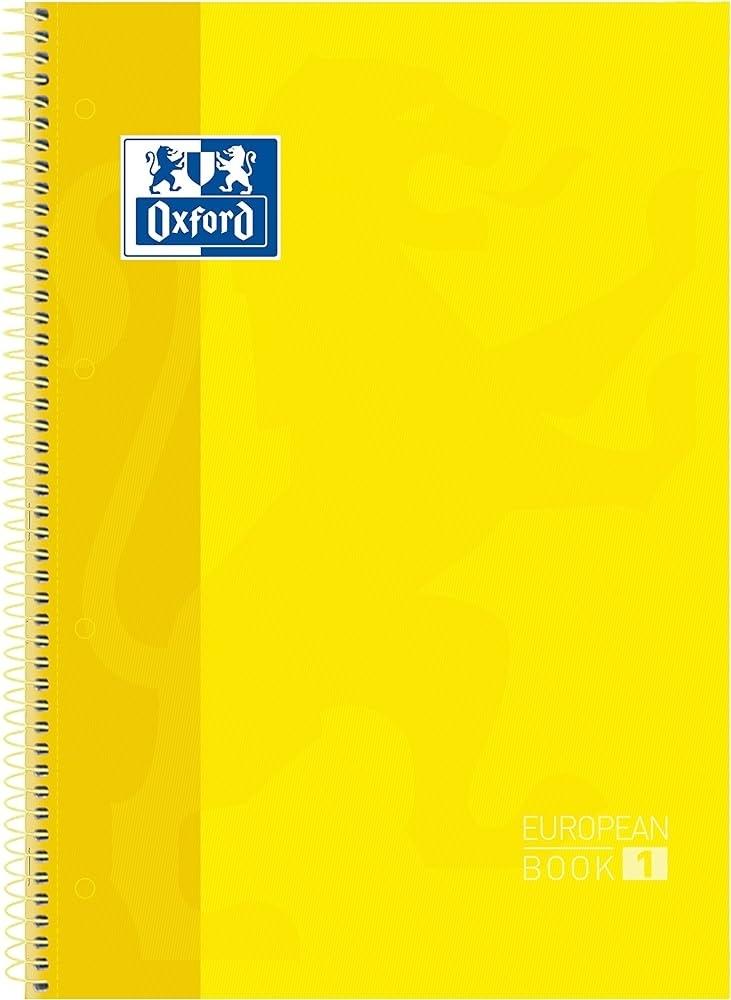 Oxford Libreta Espiral A4 Cuadrícula 5mm Tapa Extradura 80 Hojas 90g Amarillo