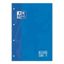 Oxford Bloc Recambio Hojas A4 Cuadrícula 5mm 4 Taladros 80 Hojas 90g Azul