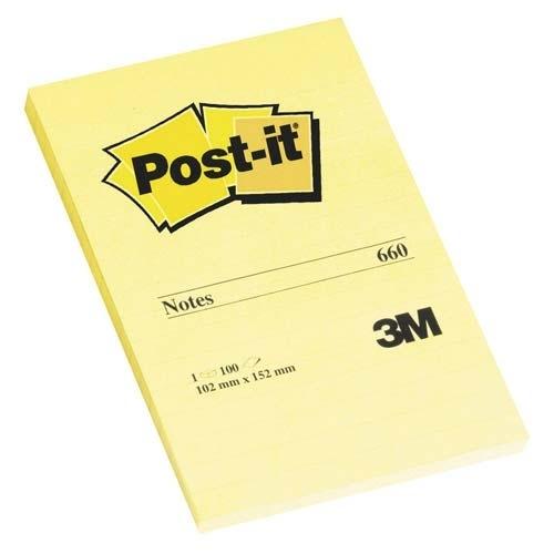 3M Post-It Notas Adhesivas 102x152 mm Rayado 100 Hojas Amarillo