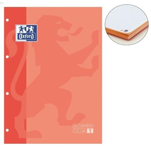 Oxford Bloc Recambio Hojas A4 Cuadrícula 5mm 4 Taladros 80 Hojas 90g Melocotón