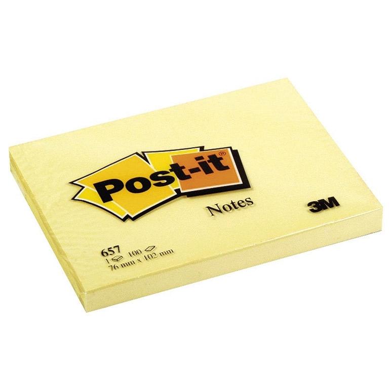 3M Post-It Notas Adhesivas 76x102 mm 100 Hojas Amarillo