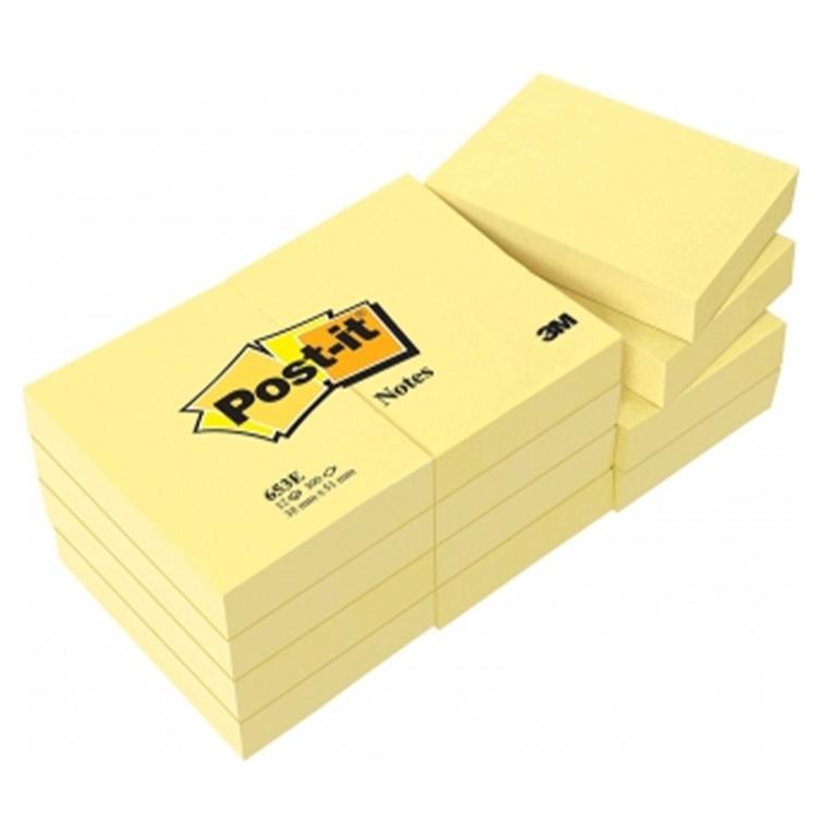 3M Post-It Notas Adhesivas 38x51 mm 100 Hojas Amarillo