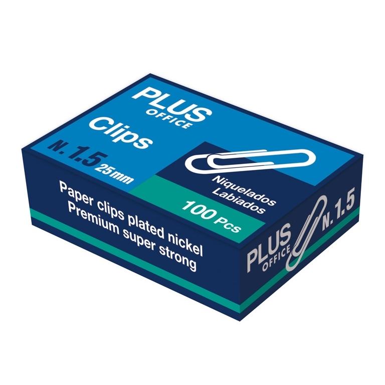 Plus Office Clips Nº 1,5 Niquelados Labiados 28 mm (100 ud.)