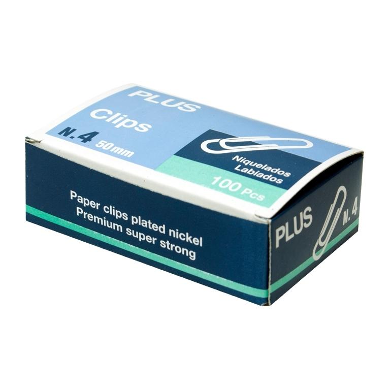 Plus Office Clips Nº 4 Niquelados Labiados 50 mm (100 ud.)
