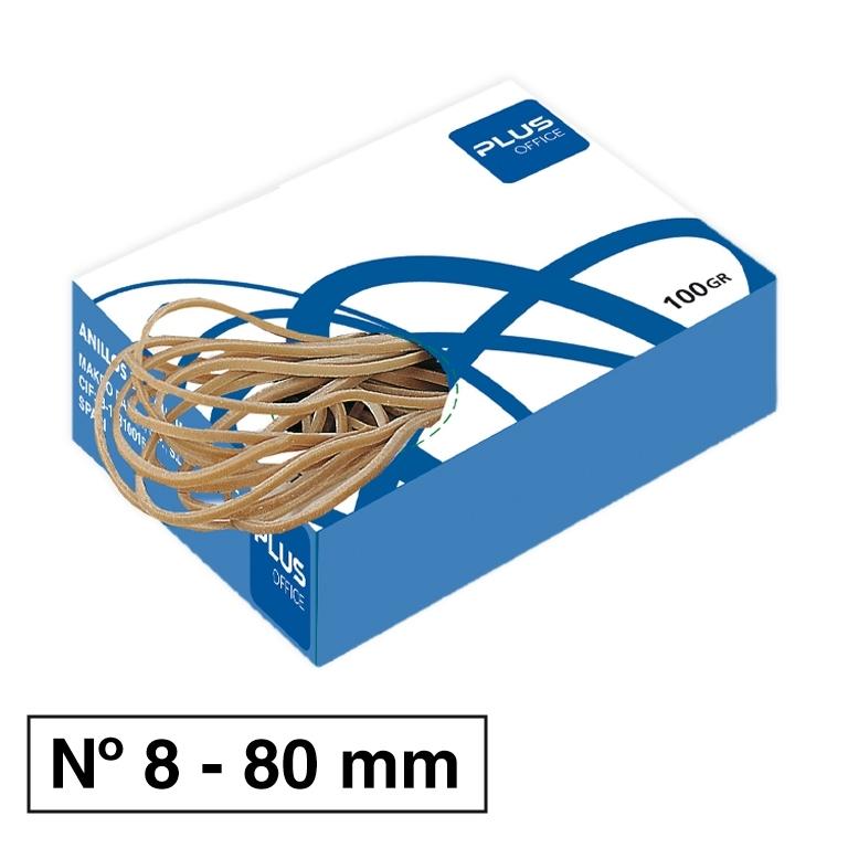 Plus Office Gomas Elásticas Nº8 80 mm Caja 100g