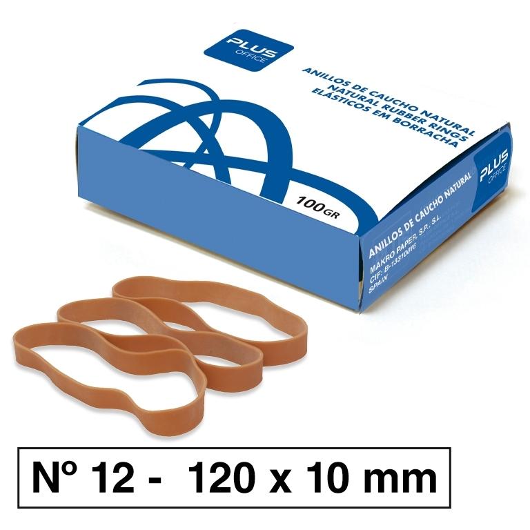 Plus Office Bandas Elásticas Nº 12 120x10 mm. Caja 100g.