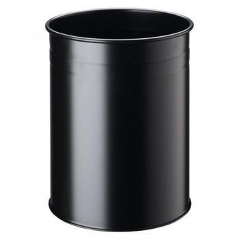 Papelera redonda metálica 15 D - 15 litros negra Durable ESENCIALES