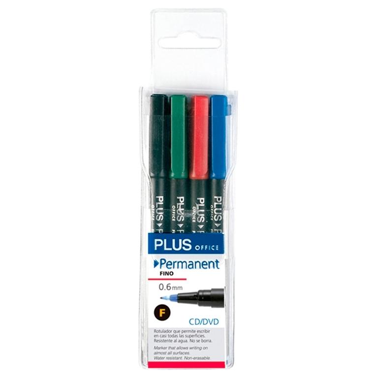 Plus Office Marcador Permanente Fino 0,6 mm Blíster 4 Colores