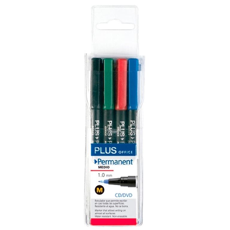 Plus Office Marcador Permanente Medio 1 mm Blíster 4 Colores