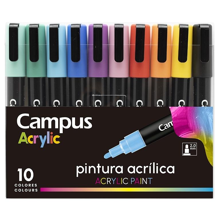 Campus Rotulador Acrylic Pack 10 Colores Basicos
