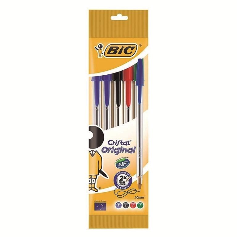 Bic Cristal Original Blister 5 Bolígrafos Tinta Aceite 1mm Surtido