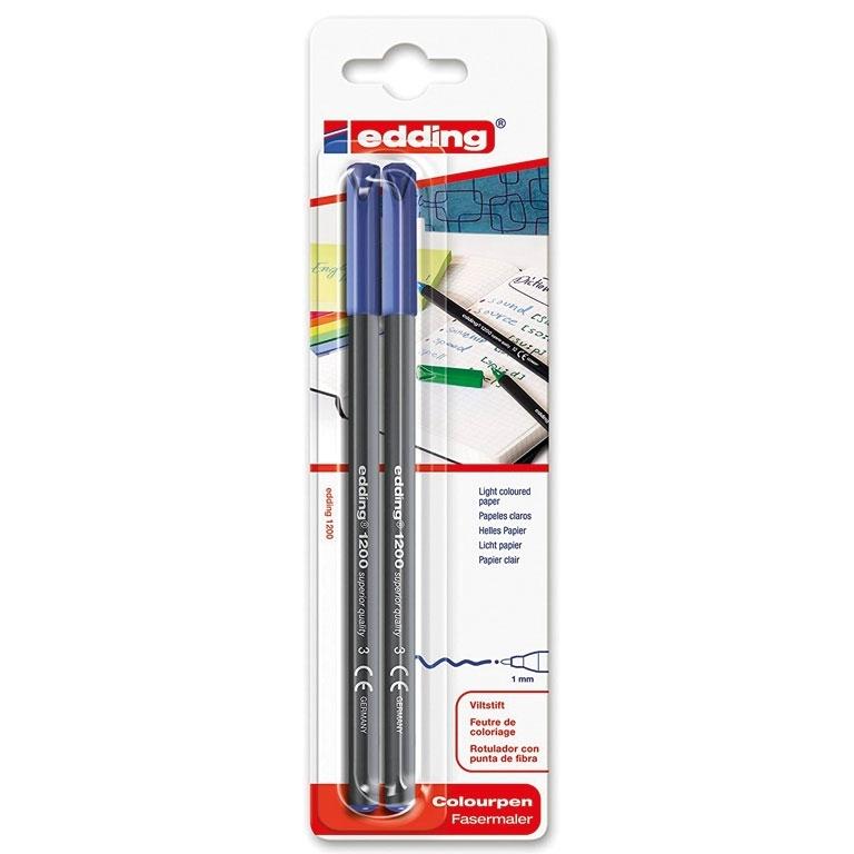 Edding 1200 Rotulador Punta Fibra Redonda 1 mm. Blíster 2 Unidades Azul