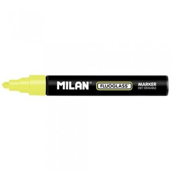 Marcador tiza líquida punta biselada 2-4mm amarillo Fluoglass Milan ESENCIALES