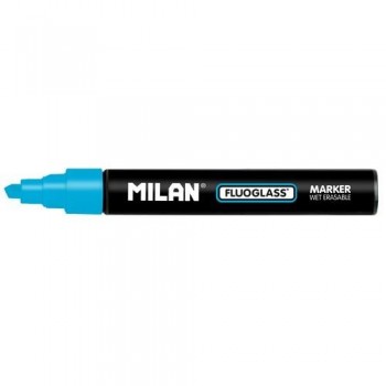Marcador tiza líquida punta biselada 2-4mm azul Fluoglass Milan ESENCIALES