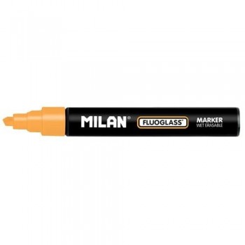 Marcador tiza líquida punta biselada 2-4mm naranja Fluoglass Milan ESENCIALES