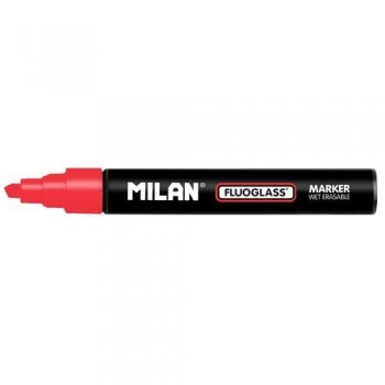 Marcador tiza líquida punta biselada 2-4mm rojo Fluoglass Milan ESENCIALES