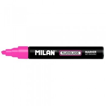 Marcador tiza líquida punta biselada 2-4mm rosa Fluoglass Milan ESENCIALES