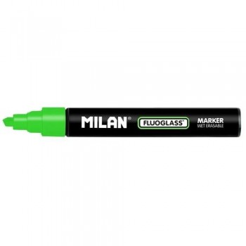 Marcador tiza líquida punta biselada 2-4mm verde Fluoglass Milan ESENCIALES