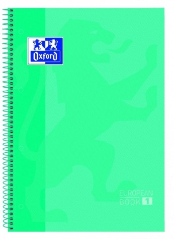 Cuaderno espiral A4+ 80 hojas 90 gr. 4 taladros tapa extradura rayado horizontal ICE MINT European 1