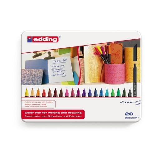 Edding 1200 Rotulador Punta Fibra Redonda 1 mm. Caja 20 Colores
