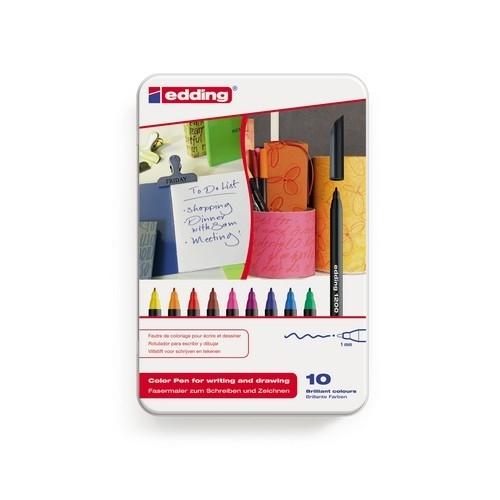 Edding 1200 Rotulador Punta Fibra Redonda 1 mm. Caja 10 Colores