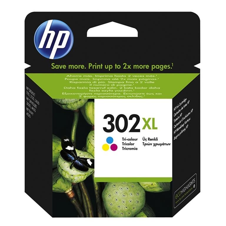 HP 302XL, F6U67AE, Cartucho Tinta Tricolor, Alta Capacidad