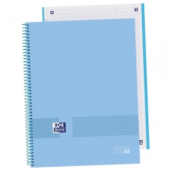 Cuaderno espiral A4+ 80 hojas 90 gr. 4 taladros tapa extradura cuadrícula 5x5 PERIWINKLE BLUE Europe