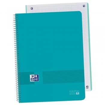 Cuaderno espiral A4+ 80 hojas 90 gr. 4 taladros tapa plástico cuadrícula 5x5 AQUA European 1 Live & 