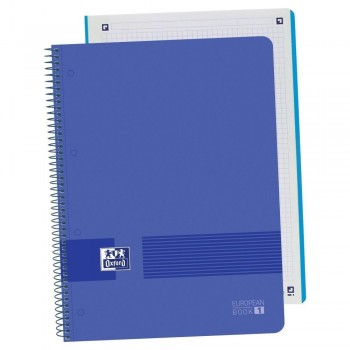 Cuaderno espiral A4+ 80 hojas 90 gr. 4 taladros tapa plástico cuadrícula 5x5 AZUL MARINO European 1 